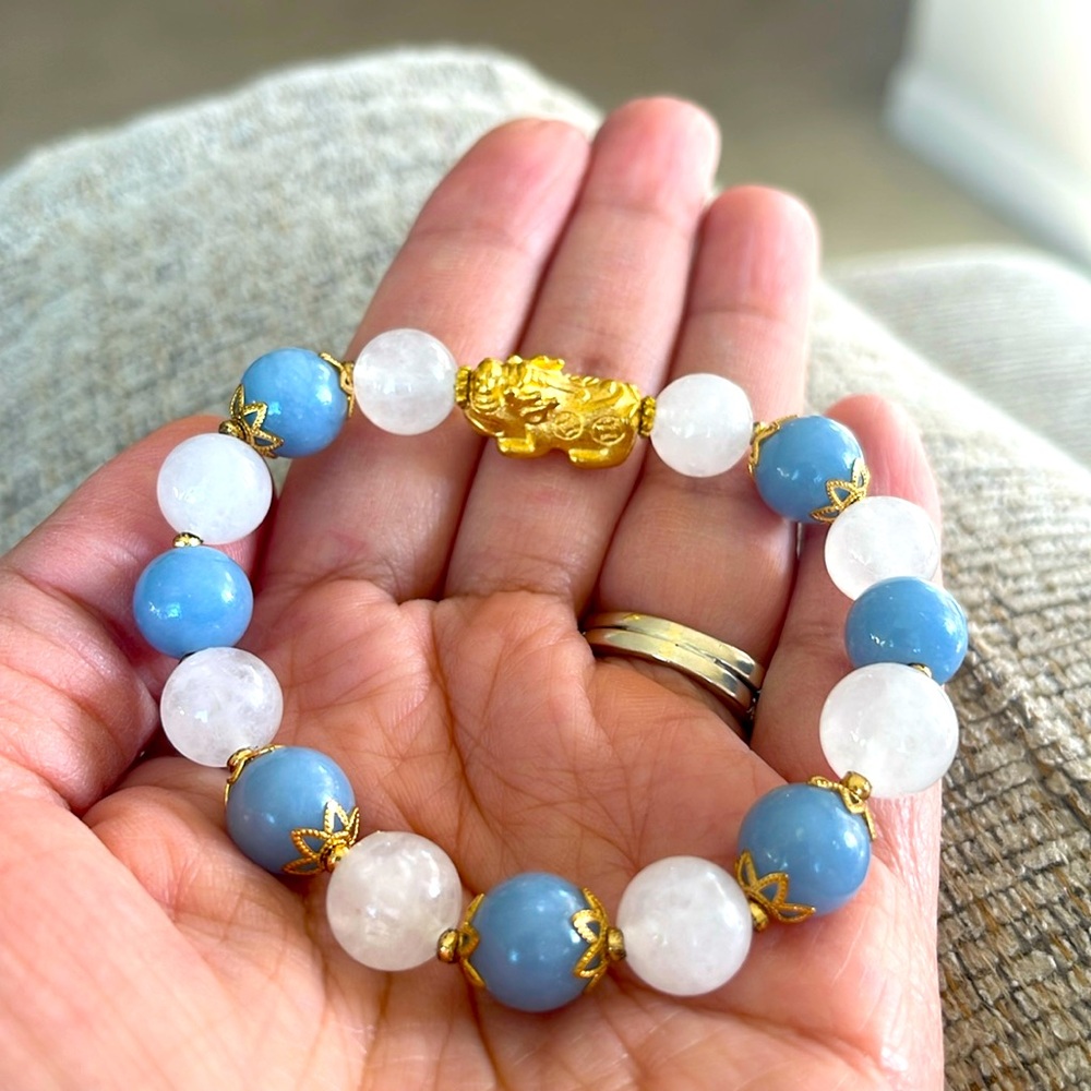 Milky Quartz and Angelite bracelet